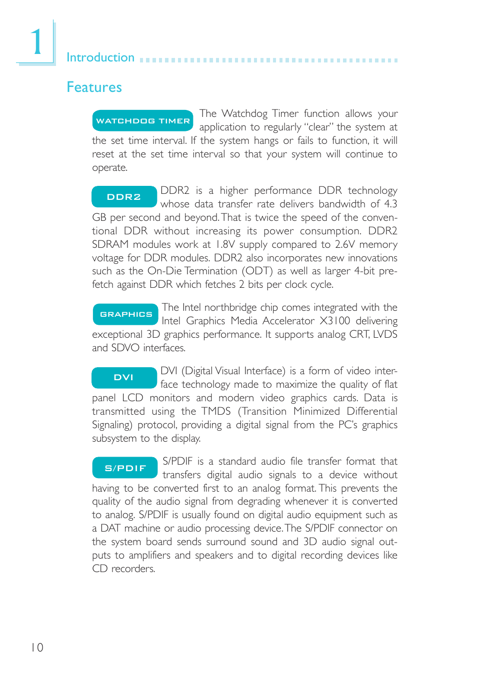 Features | DFI SR330-N User Manual | Page 10 / 155