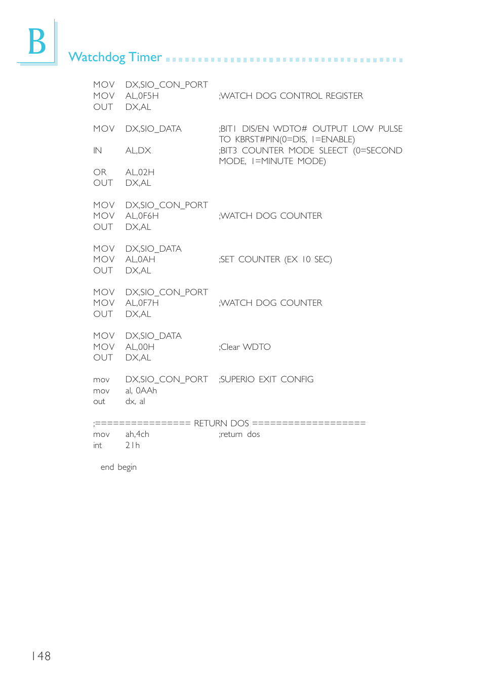 Watchdog timer | DFI SR330-N User Manual | Page 148 / 155