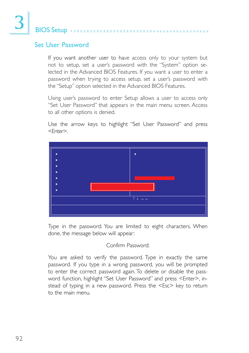 Bios setup set user password | DFI SR330-N User Manual | Page 92 / 155
