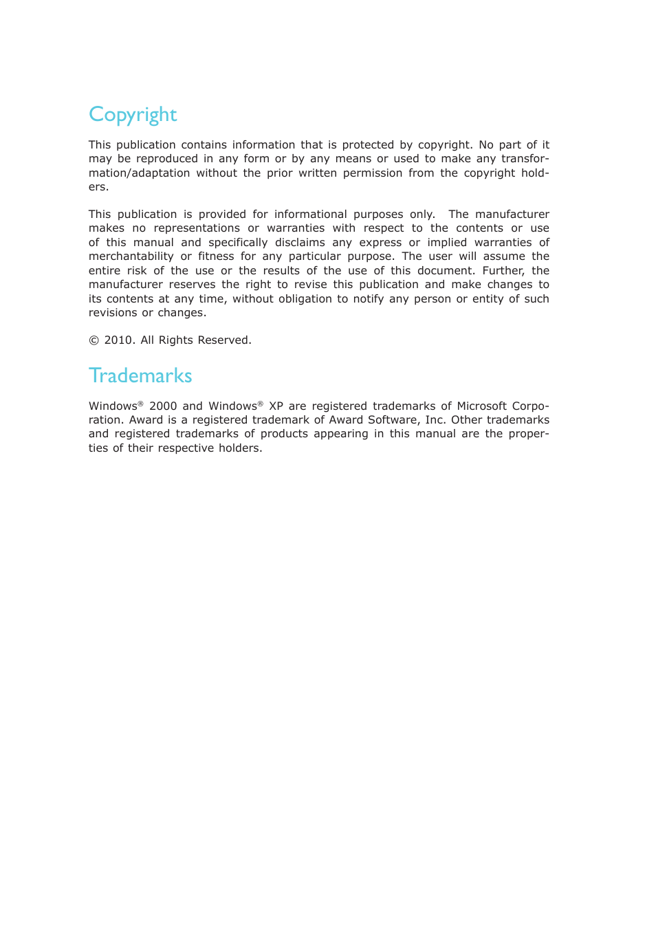 Copyright, Trademarks | DFI AM636-B User Manual | Page 2 / 133