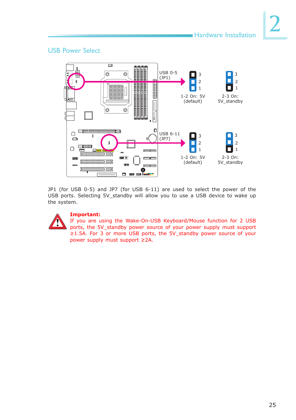 Hardware installation, Usb power select | DFI AM636-B User Manual | Page 25 / 133