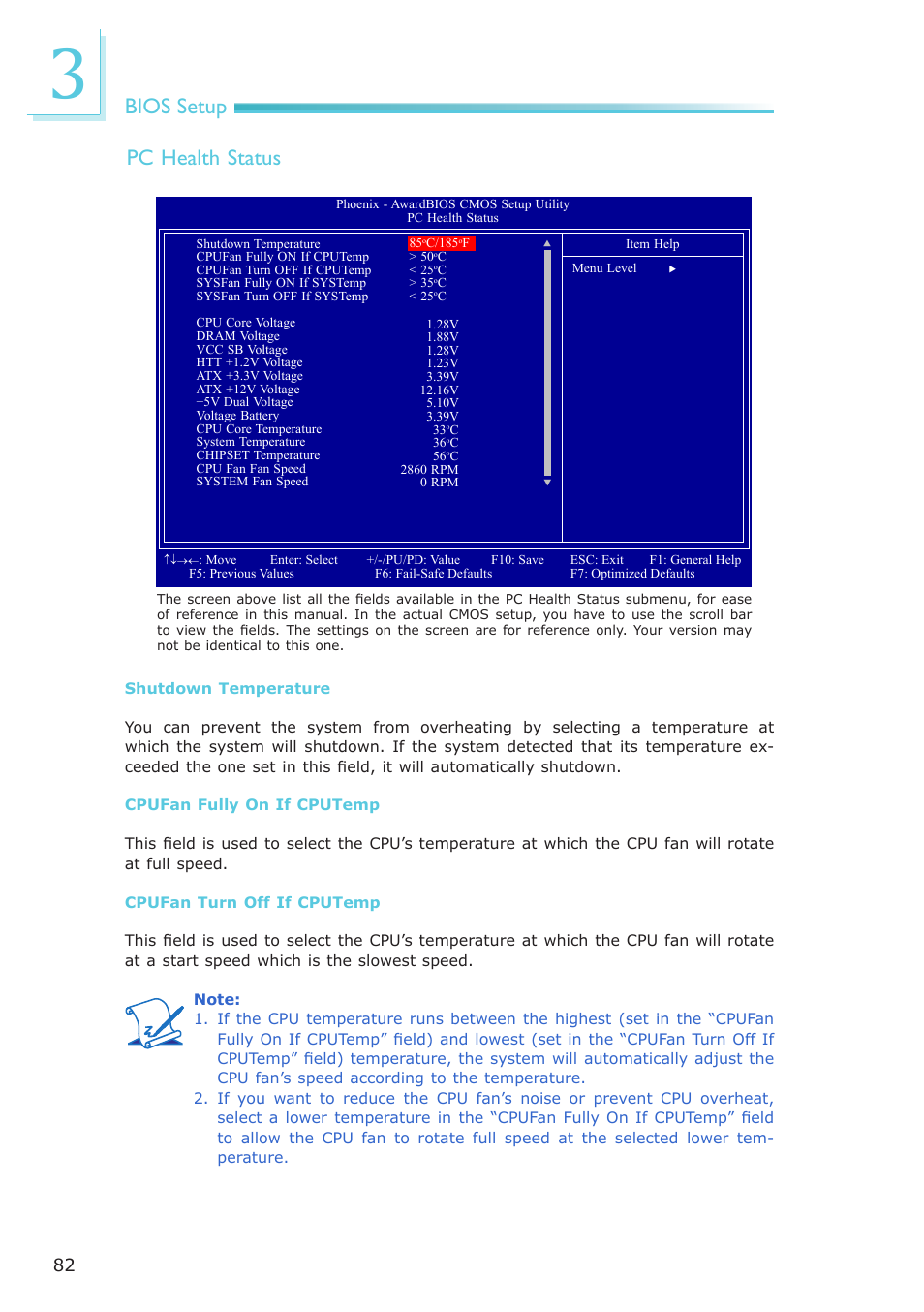 Bios setup pc health status | DFI AM636-B User Manual | Page 82 / 133