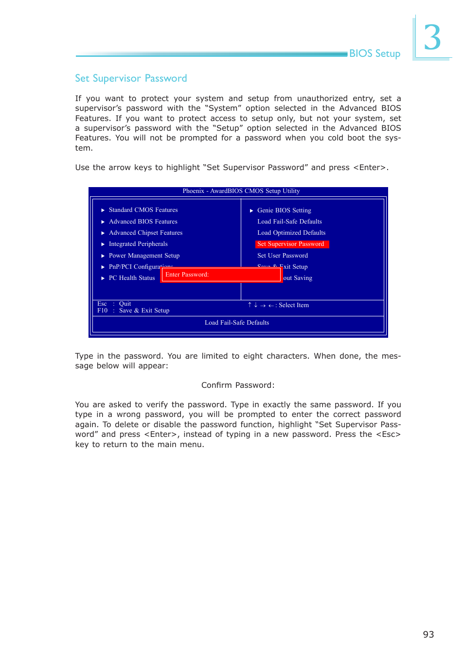 Bios setup set supervisor password | DFI AM636-B User Manual | Page 93 / 133