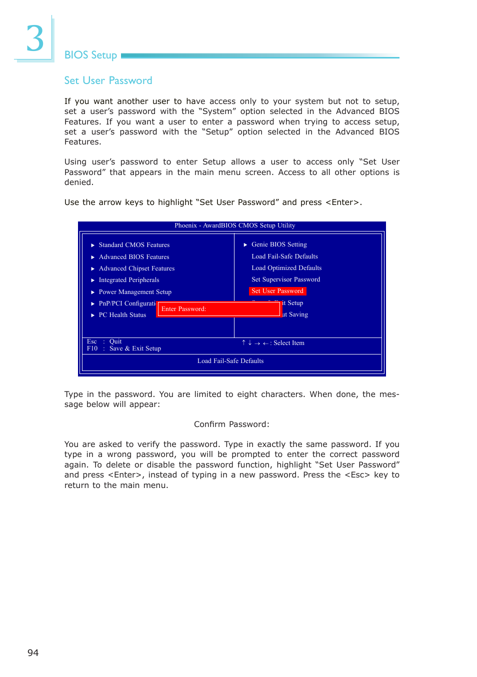 Bios setup set user password | DFI AM636-B User Manual | Page 94 / 133