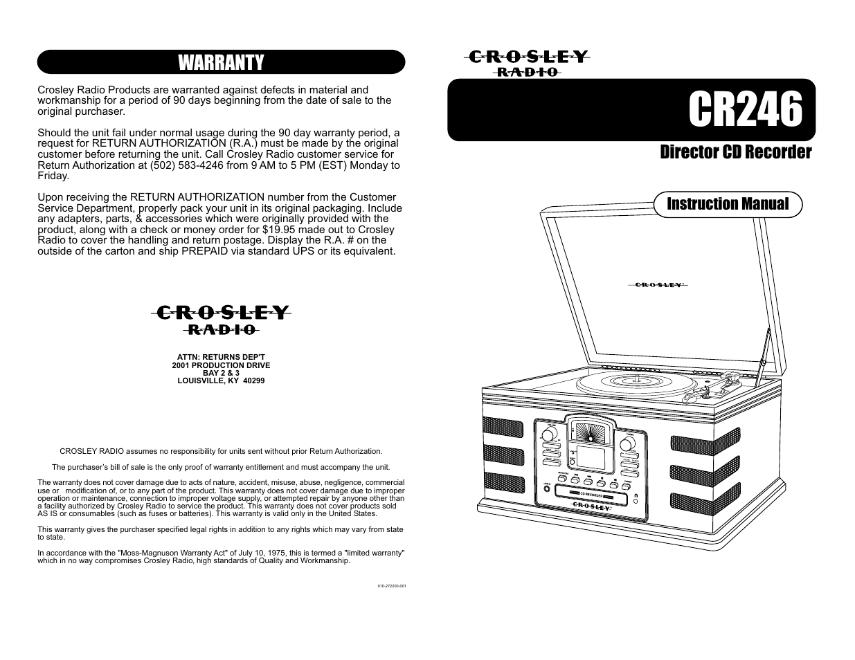 Crosley Radio Crosley Director cr246 User Manual | 8 pages