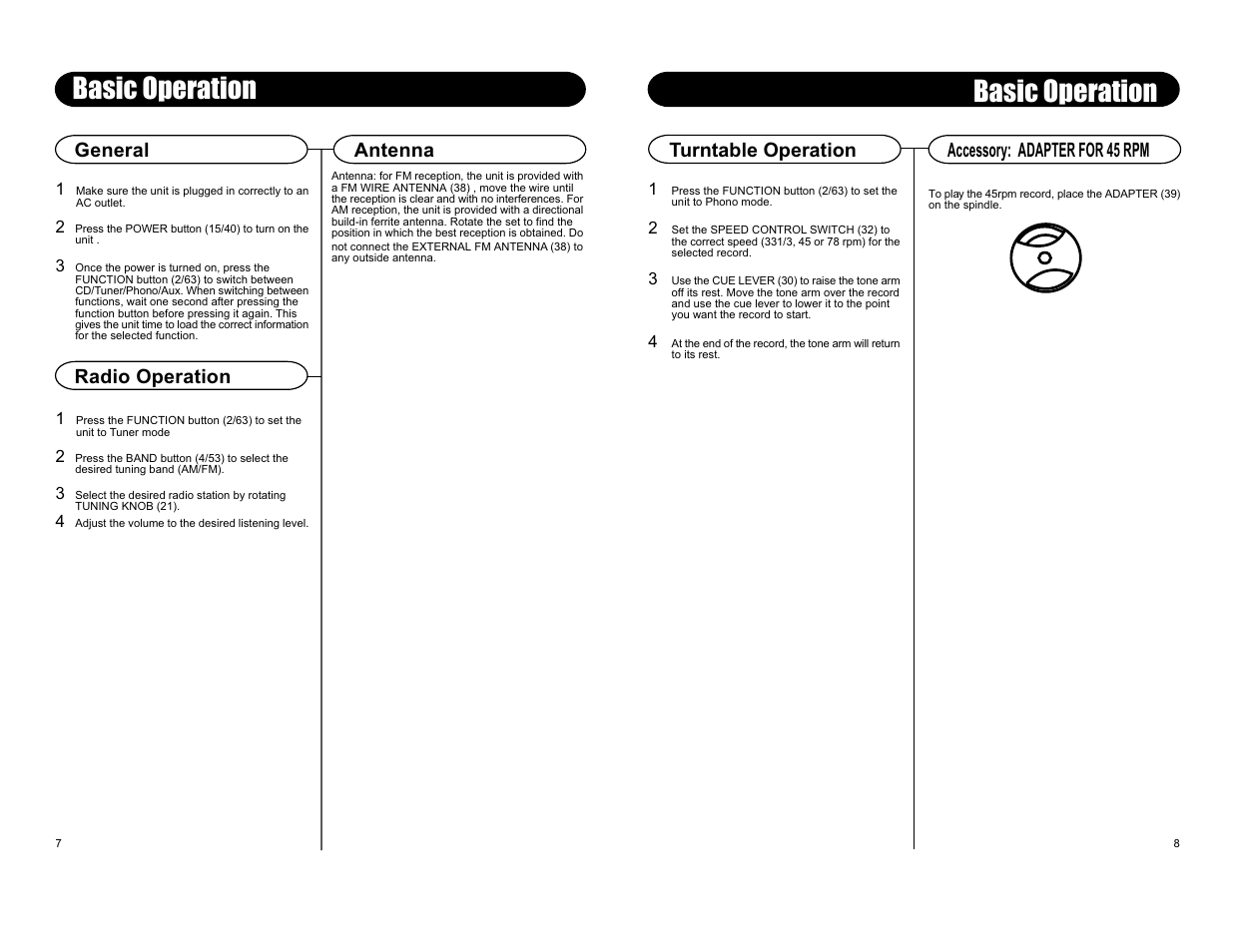 Basic operation, Antenna, Radio operation | Crosley Radio Crosley Director cr246 User Manual | Page 8 / 8