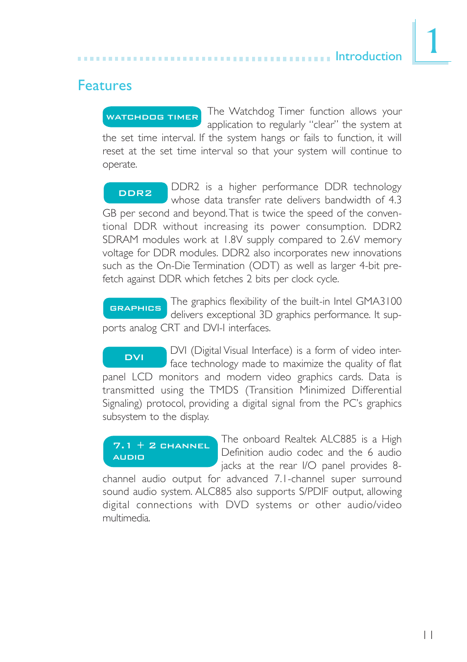 Features | DFI BL600-D User Manual | Page 11 / 149