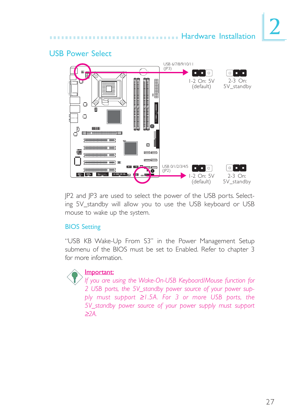 Hardware installation, Usb power select | DFI BL600-D User Manual | Page 27 / 149
