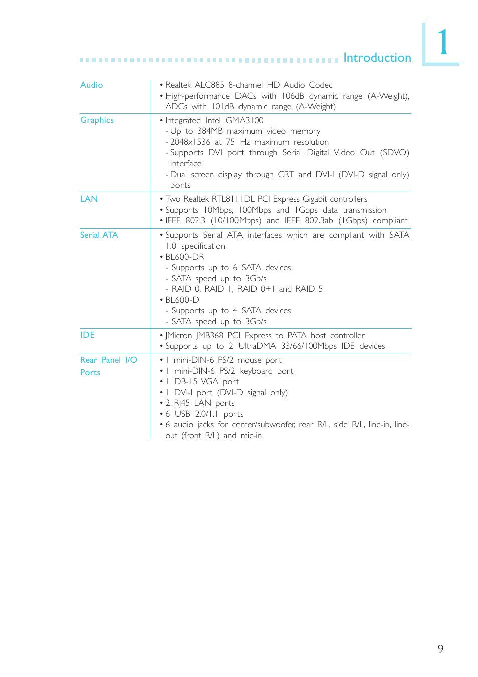 Introduction | DFI BL600-D User Manual | Page 9 / 149