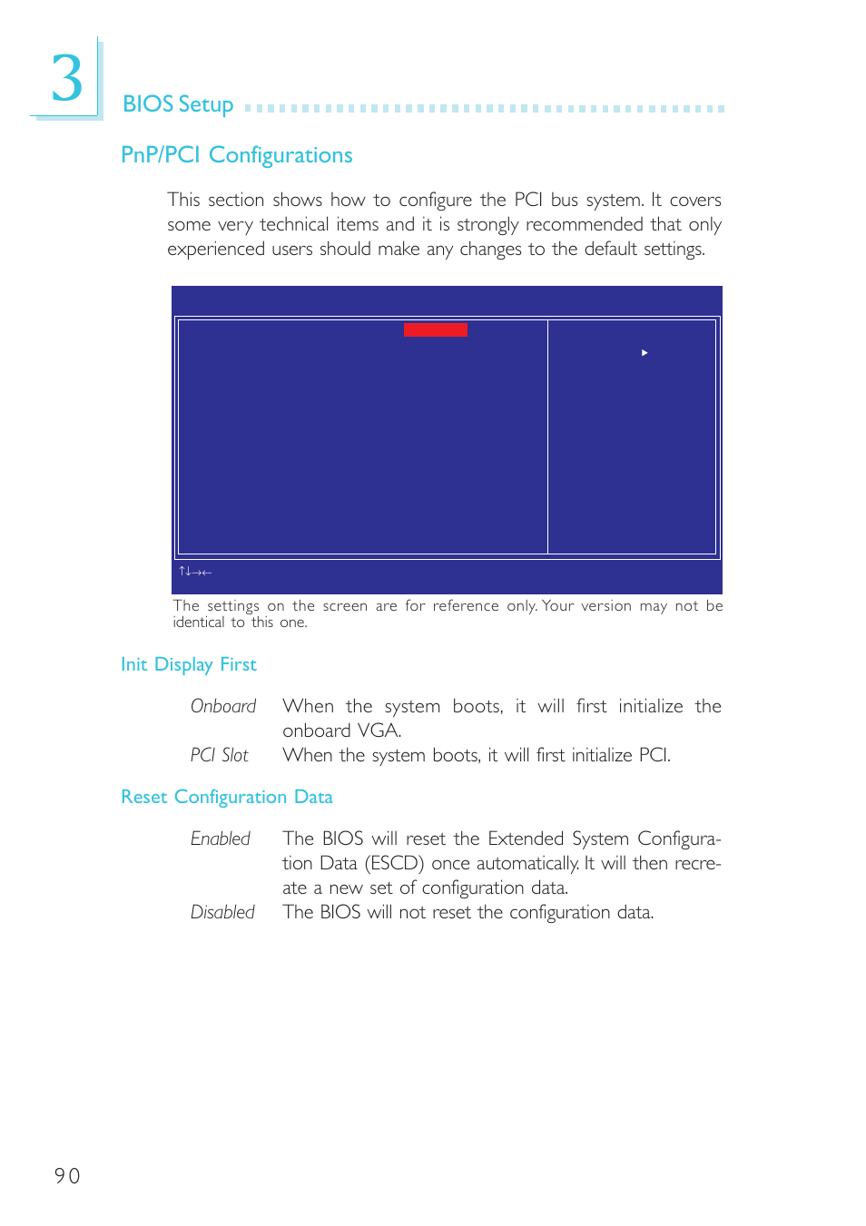 Bios setup pnp/pci configurations | DFI BL600-D User Manual | Page 90 / 149