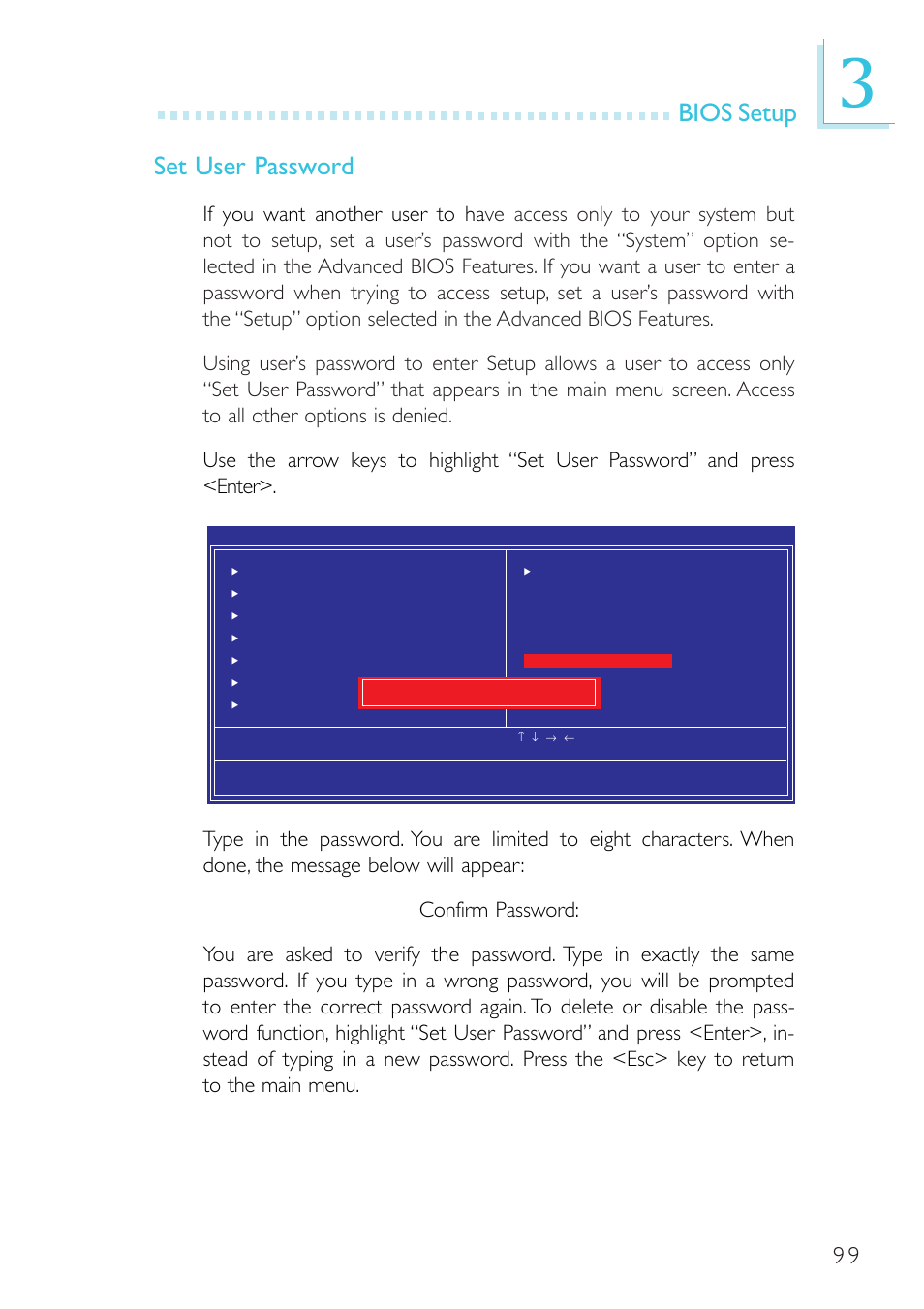 Bios setup set user password | DFI BL600-D User Manual | Page 99 / 149
