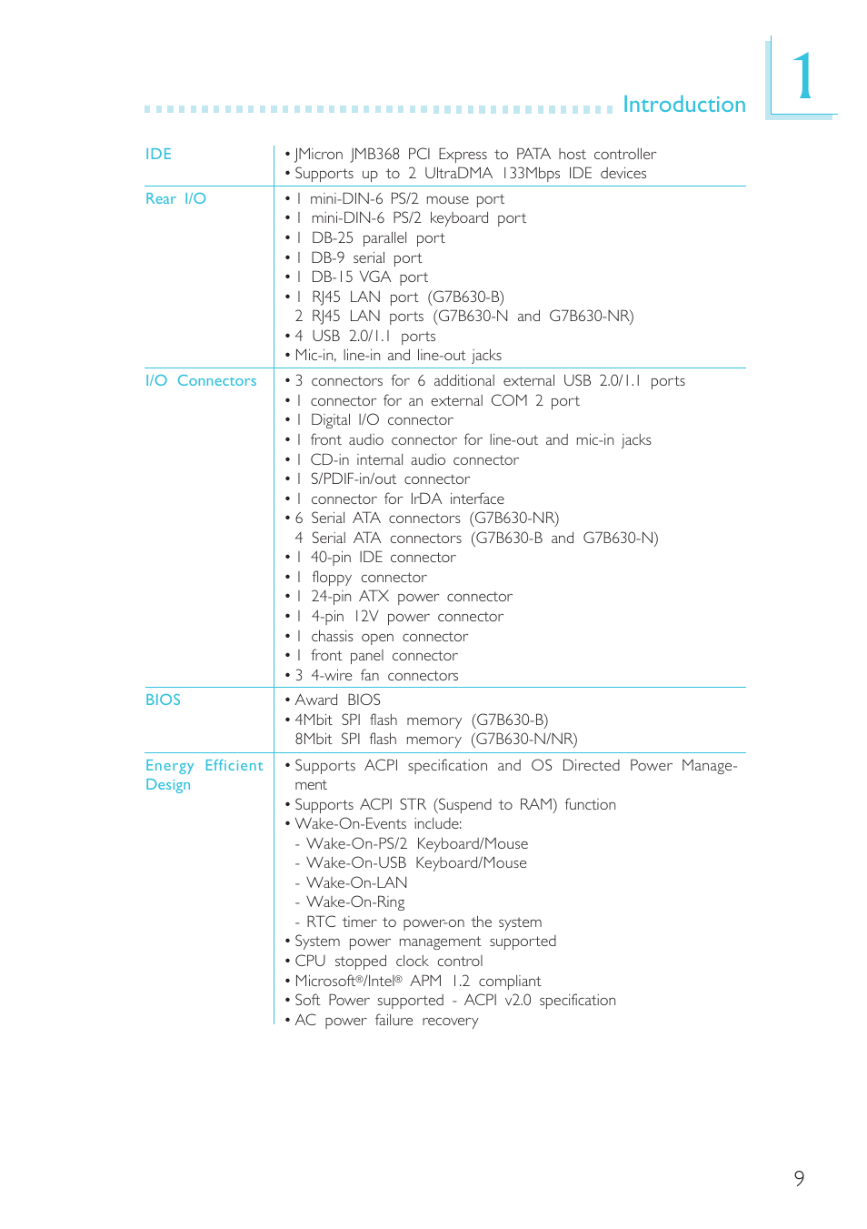 Introduction | DFI G7B630-B User Manual | Page 9 / 154