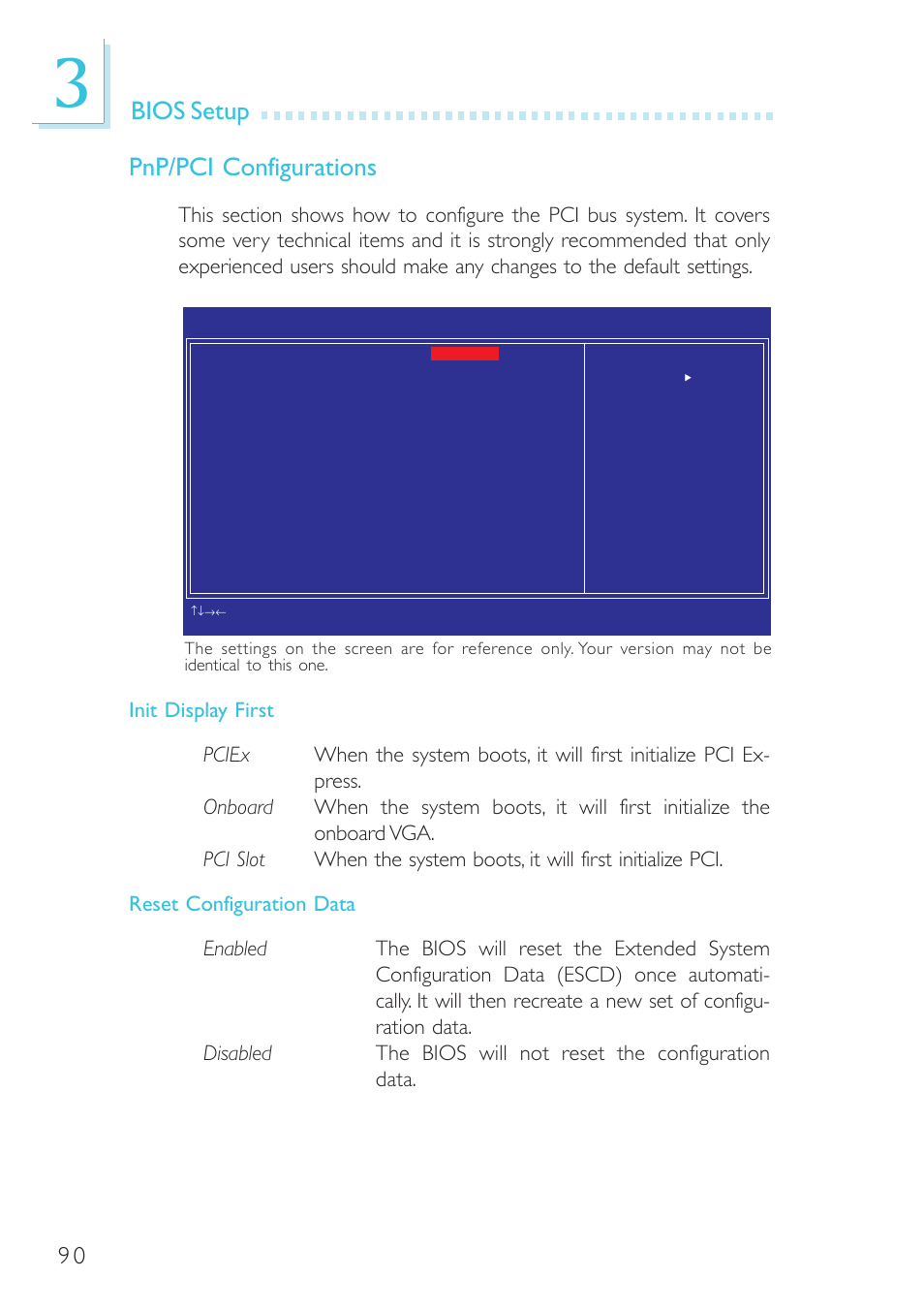 Bios setup pnp/pci configurations | DFI G7B630-B User Manual | Page 90 / 154