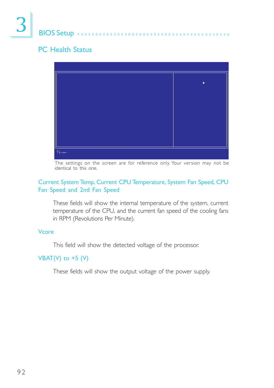 Bios setup pc health status | DFI G7B630-B User Manual | Page 92 / 154