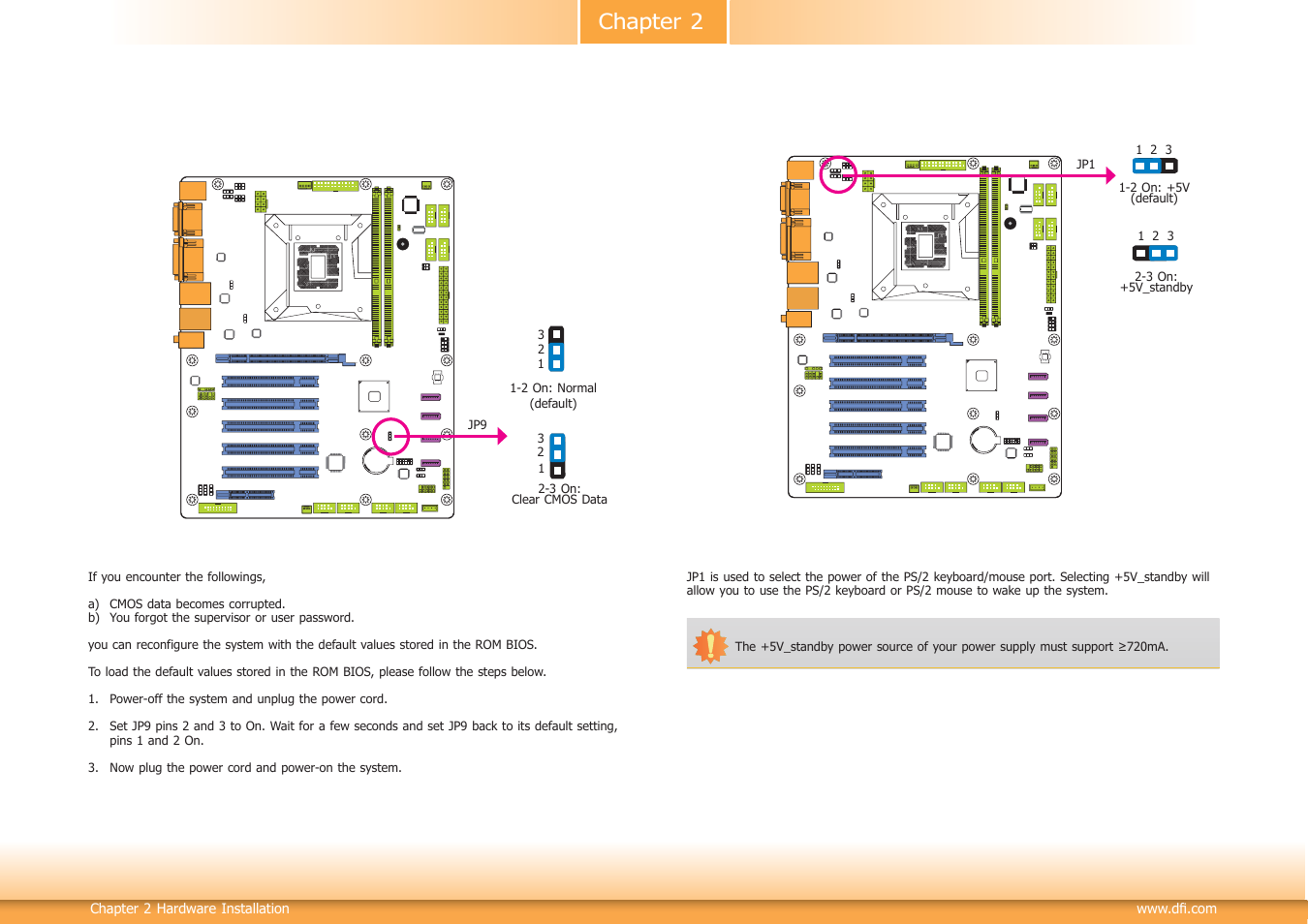 Jumper settings, Chapter 2 jumper settings | DFI HD632-H81 User Manual | Page 15 / 83