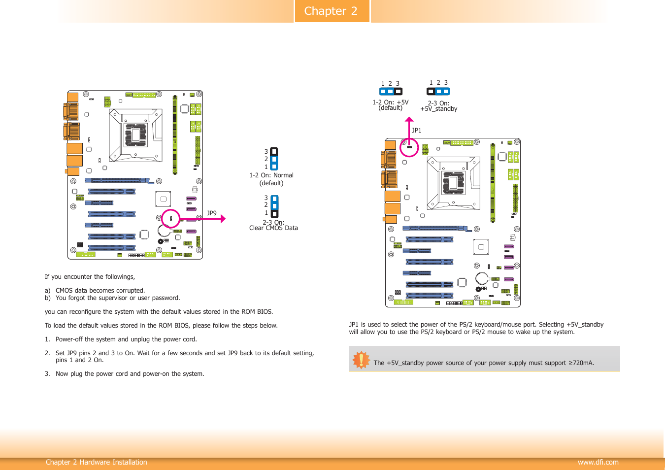Jumper settings, Chapter 2 | DFI HD636-H81CS User Manual | Page 15 / 83