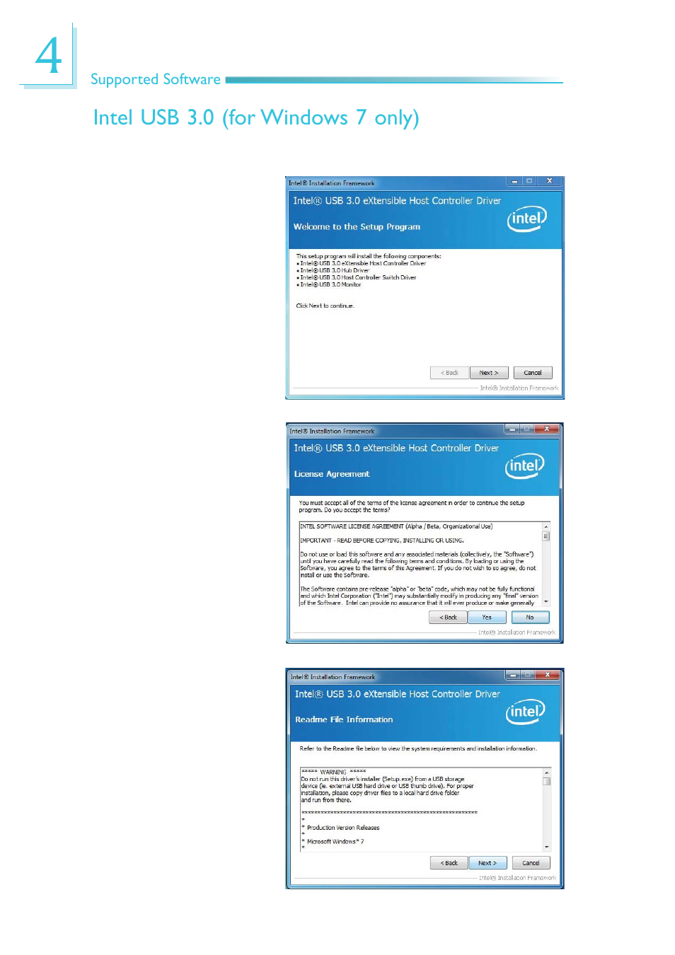 Intel usb 3.0 (for windows 7 only) | DFI MB630-CRM User Manual | Page 106 / 171