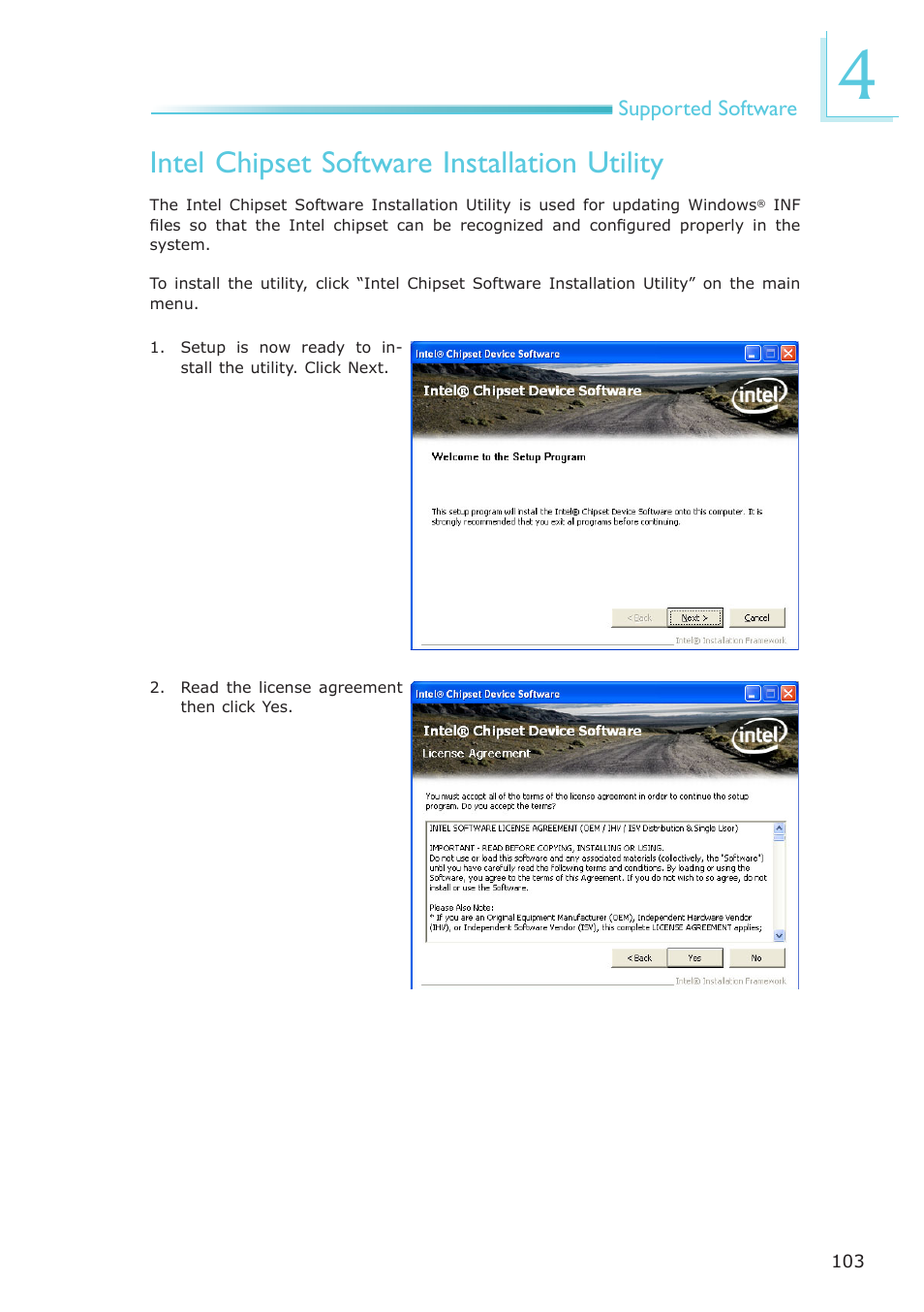 Intel chipset software installation utility | DFI PT631-IPM User Manual | Page 103 / 184