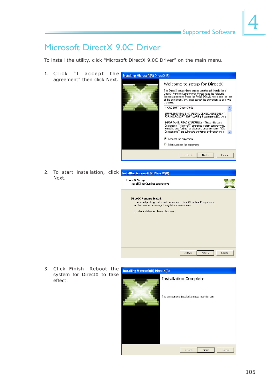 Microsoft directx 9.0c driver | DFI PT631-IPM User Manual | Page 105 / 184