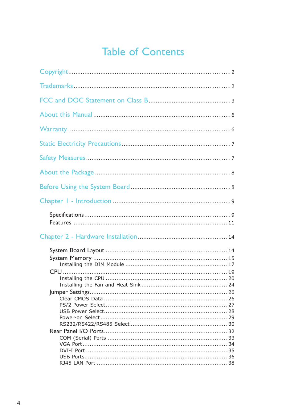 DFI PT631-IPM User Manual | Page 4 / 184