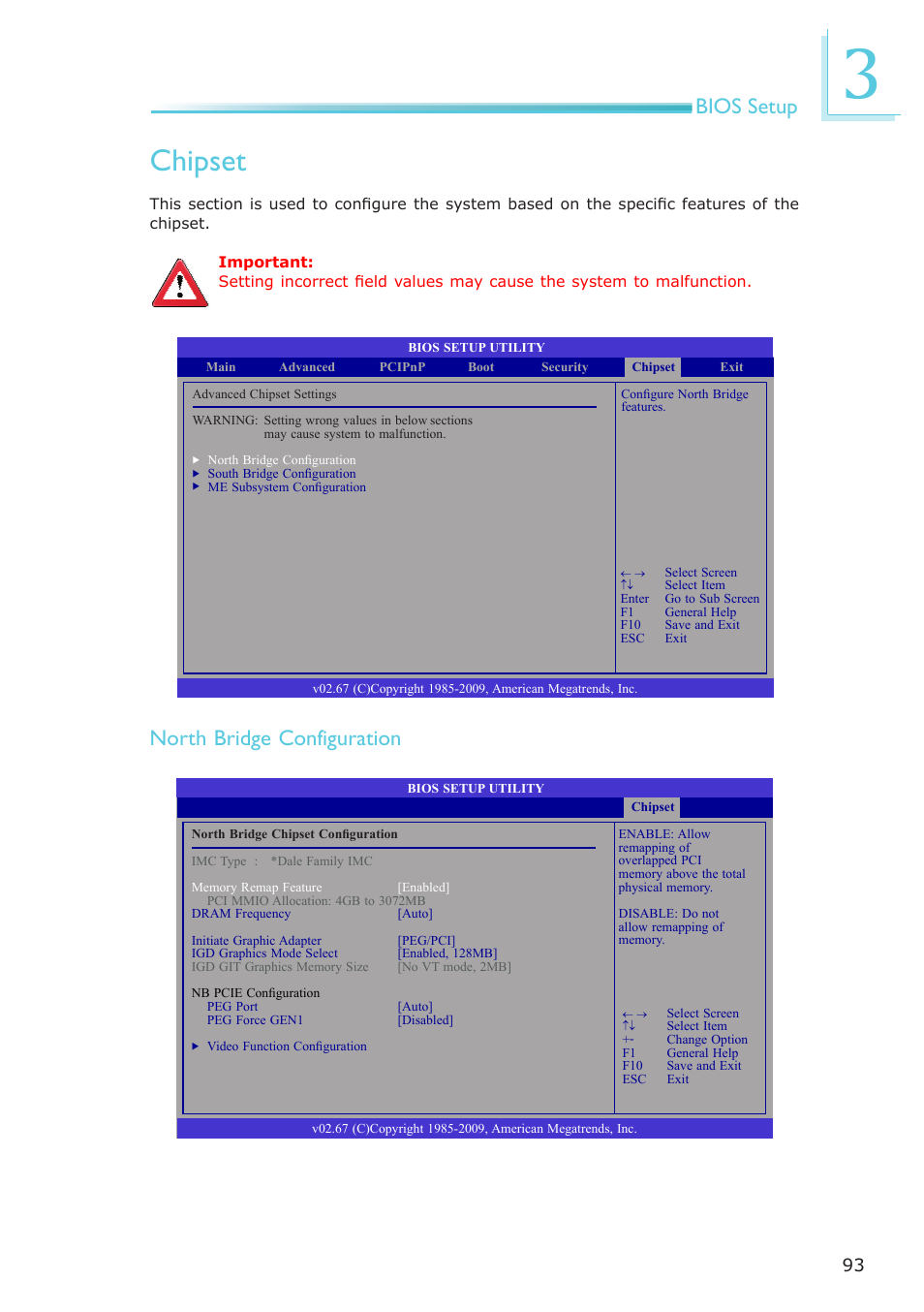 Chipset, Bios setup, North bridge configuration | DFI PT631-IPM User Manual | Page 93 / 184