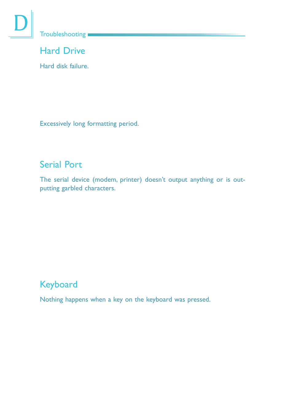 Hard drive, Serial port, Keyboard | DFI SB630-CRM User Manual | Page 182 / 183