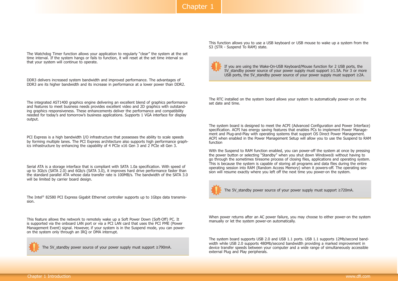 Features, Chapter 1 | DFI RL830-C602/C604 User Manual | Page 7 / 67
