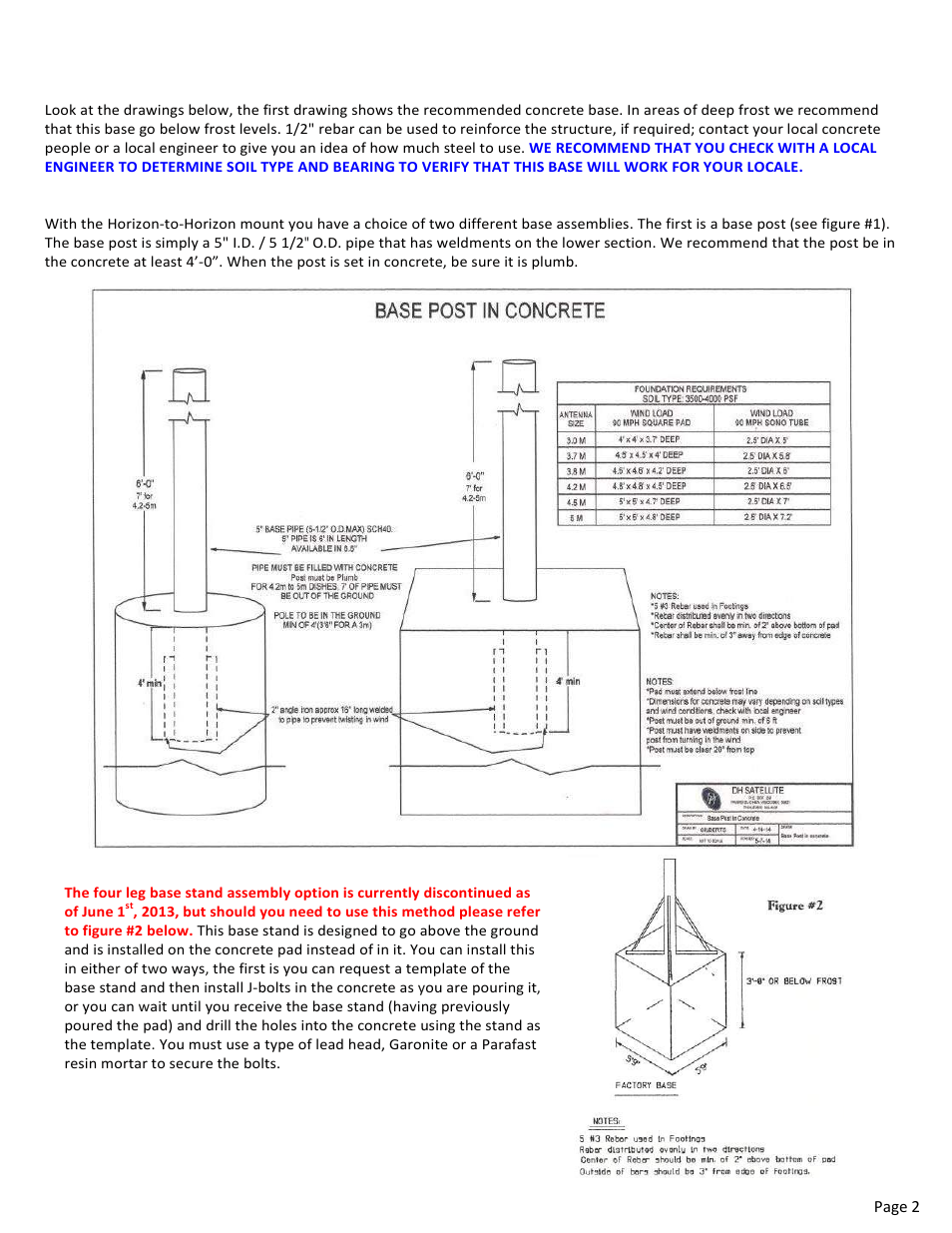 Installation of base | DH Satellite 60 Horizon to Horizon/Powered Dec User Manual | Page 3 / 23