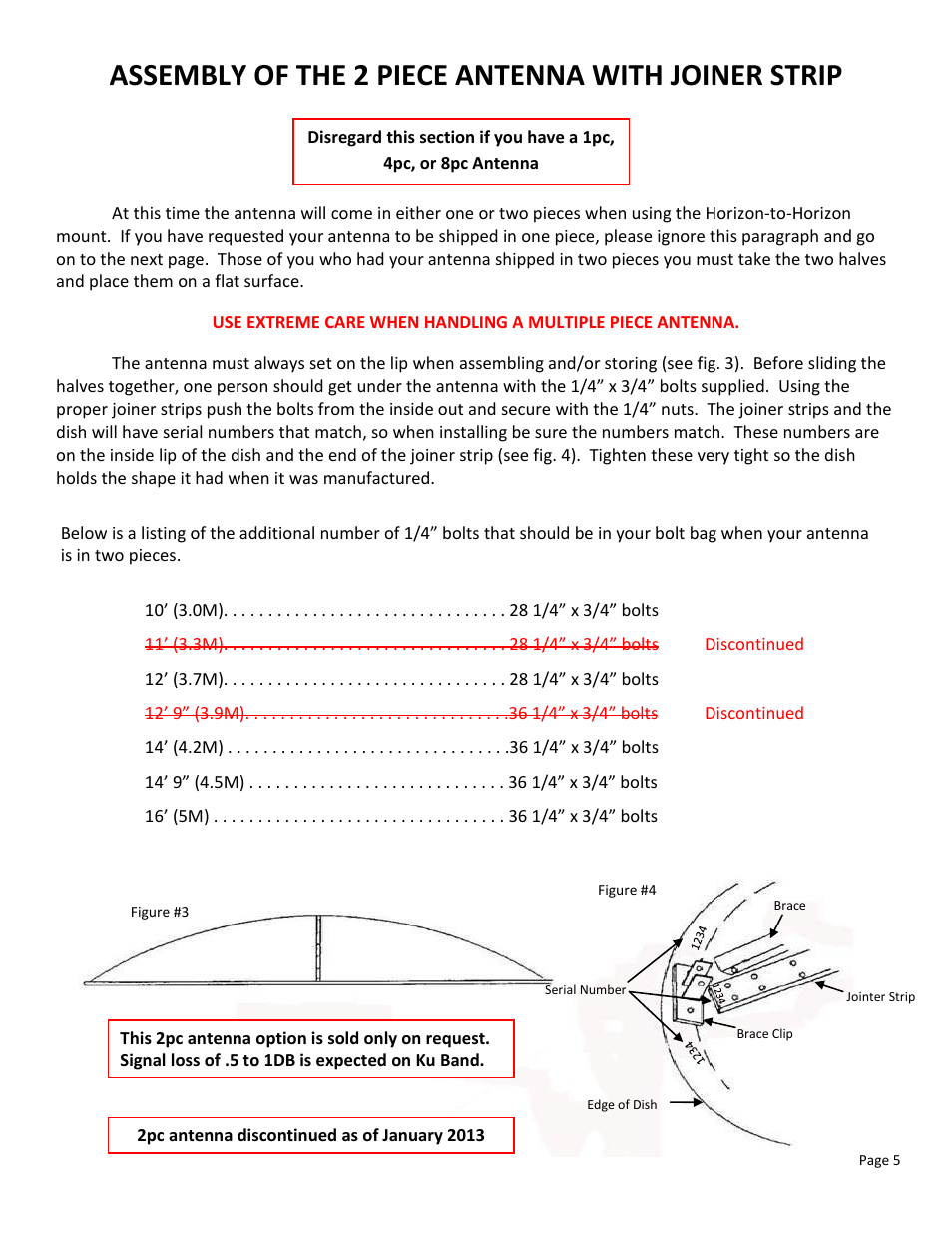 Assembly of the 2 piece antenna with joiner strip | DH Satellite 60 Horizon to Horizon/Powered Dec User Manual | Page 6 / 23