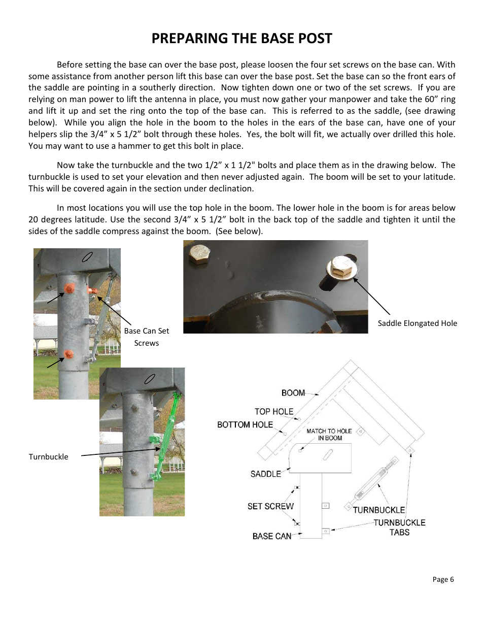 Preparing the base post | DH Satellite 60 Horizon to Horizon/Powered Dec User Manual | Page 7 / 23