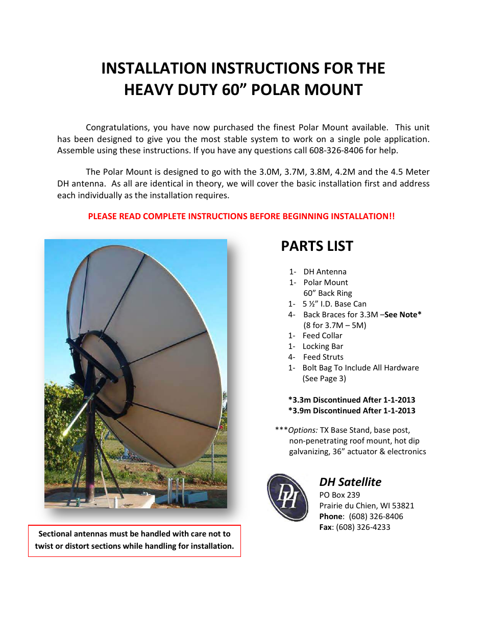 DH Satellite 60 Heavy Duty Polar/Powered Dec User Manual | 21 pages