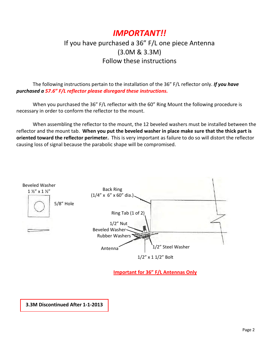 Important | DH Satellite 60 Heavy Duty Polar/Powered Dec User Manual | Page 2 / 21