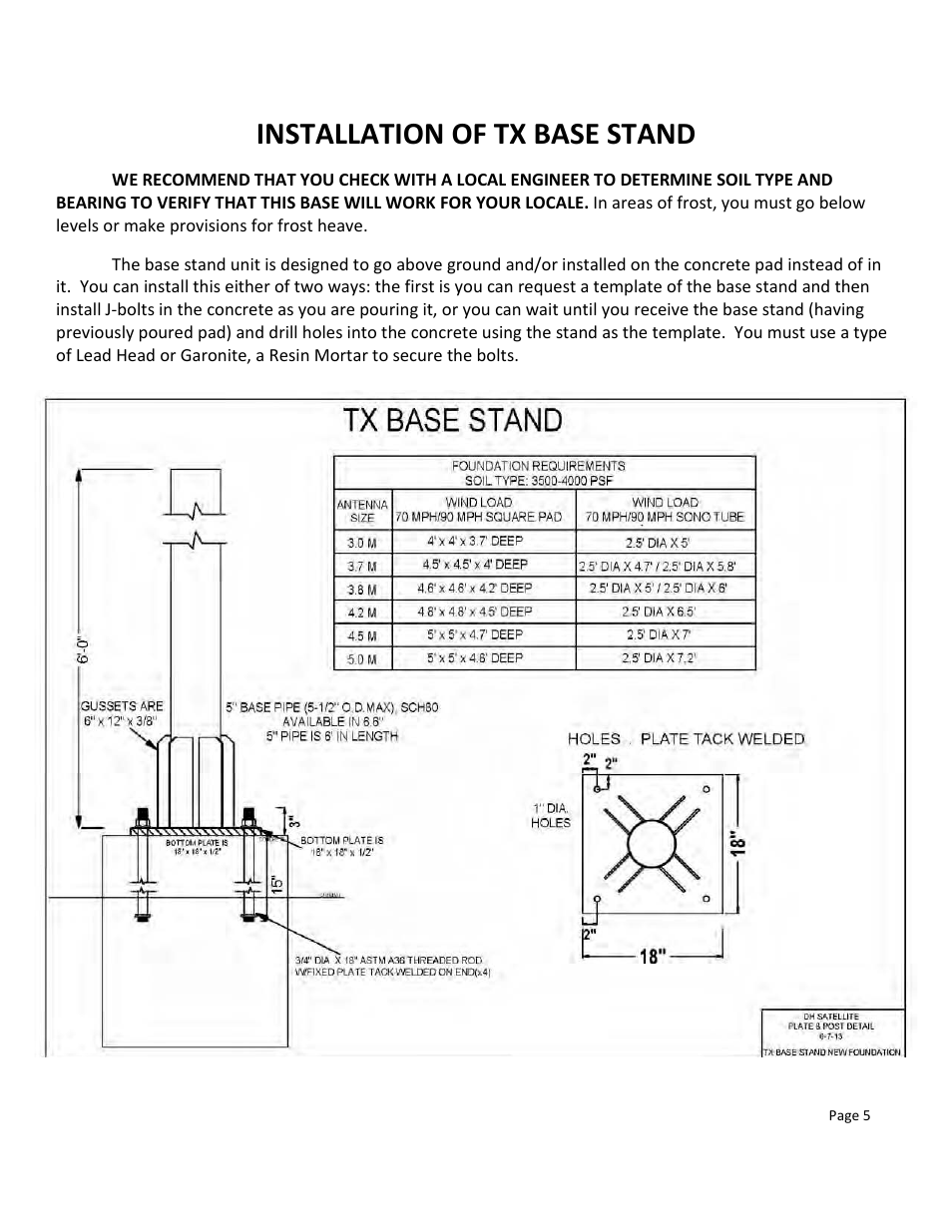 Installation of tx base stand | DH Satellite 60 Heavy Duty Polar/Powered Dec User Manual | Page 5 / 21