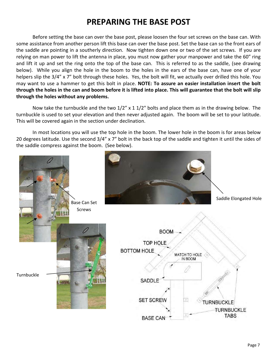 Preparing the base post | DH Satellite 60 Heavy Duty Polar/Powered Dec User Manual | Page 7 / 21