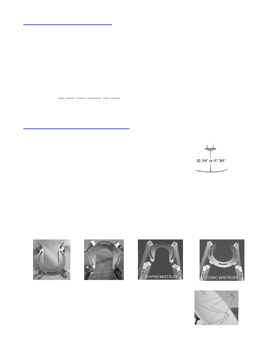 48 prl instruction 6, C14f collar, Struts | Fine tuning the antenna, Preparing the feed assembly | DH Satellite 3M 1 PC Ant 48 Polar or Fixed Series User Manual | Page 6 / 10