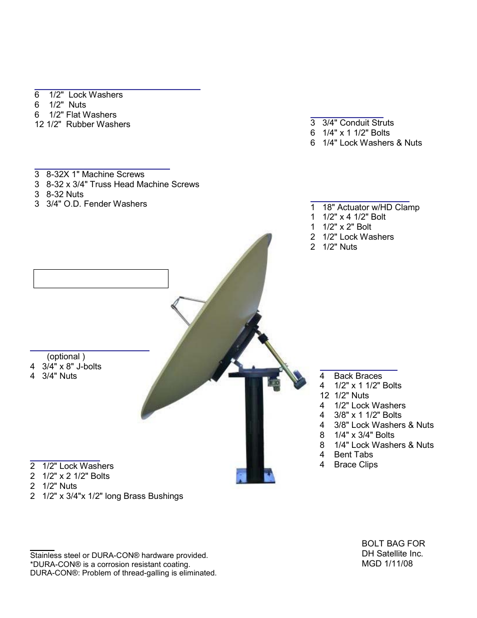 Parts list for: the “dual powered ge-mini | DH Satellite Gibralter Ge-Mini User Manual | Page 2 / 10