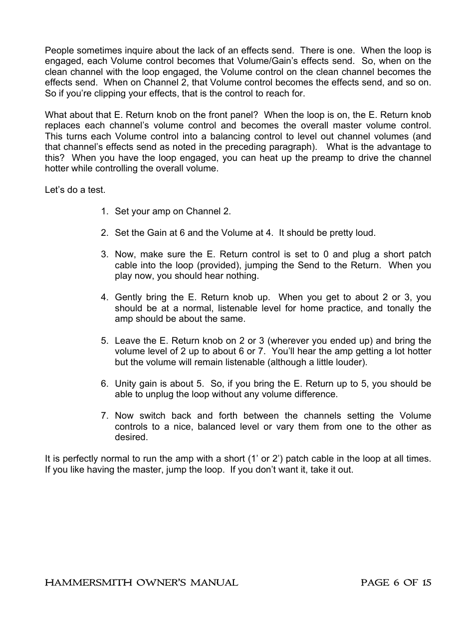 Diamond Amplification Hammersmith User Manual | Page 10 / 19