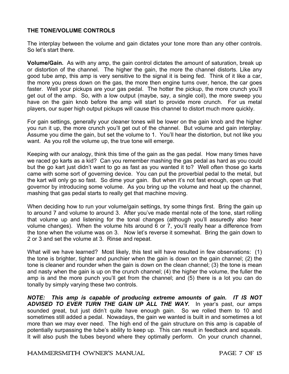 Diamond Amplification Hammersmith User Manual | Page 11 / 19