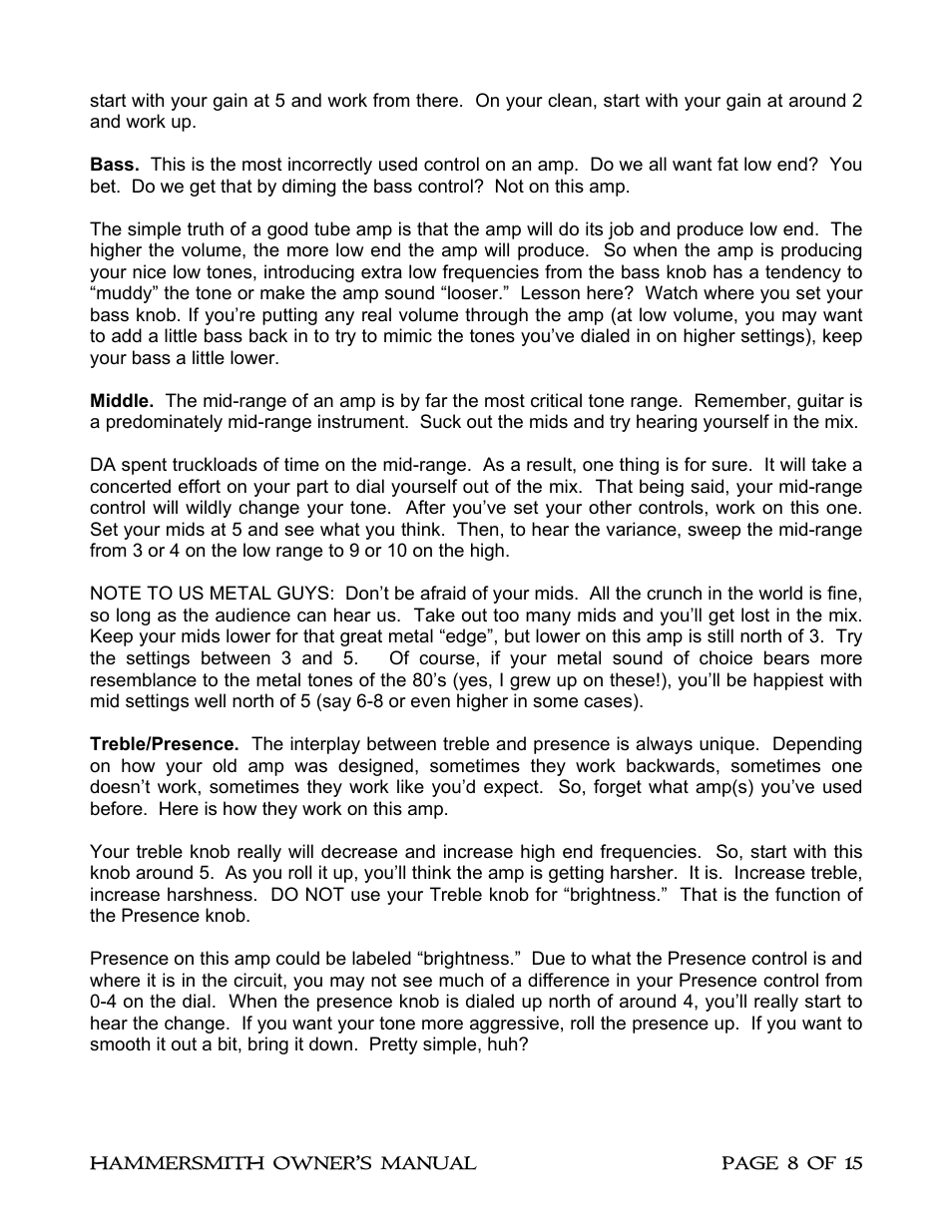 Diamond Amplification Hammersmith User Manual | Page 12 / 19