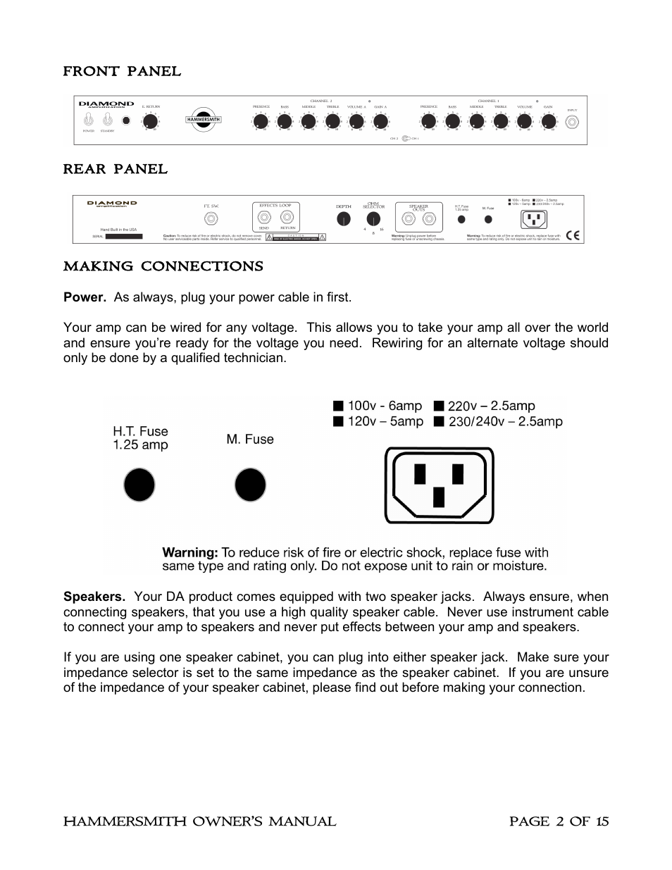 Diamond Amplification Hammersmith User Manual | Page 6 / 19