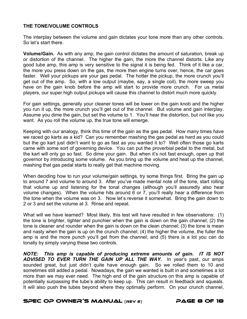 Diamond Amplification Spec Op User Manual | Page 11 / 22