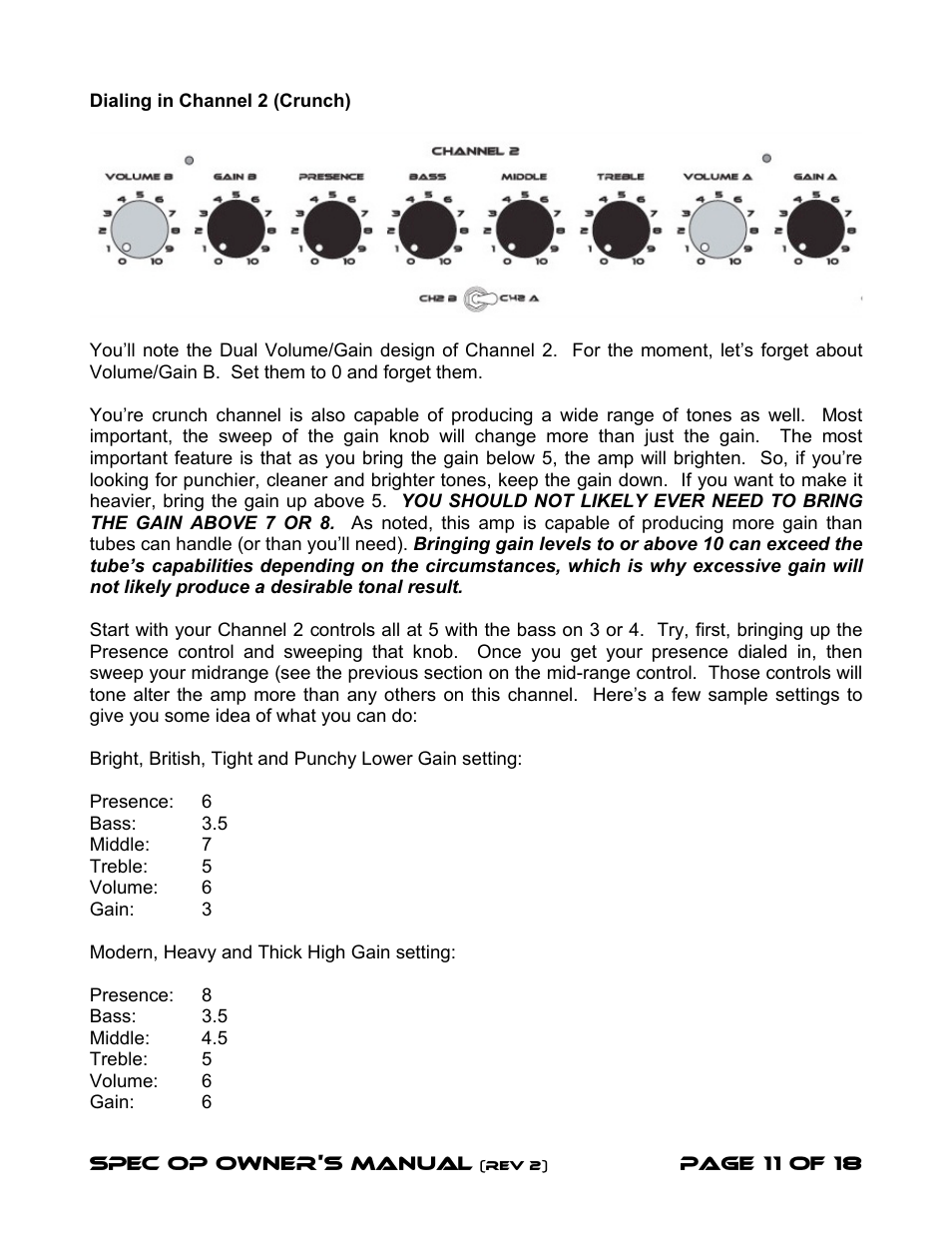 Diamond Amplification Spec Op User Manual | Page 14 / 22