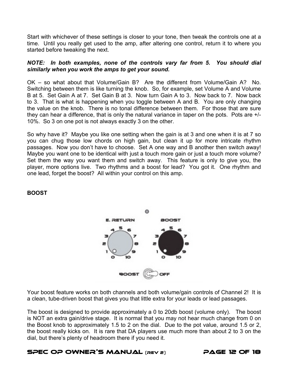 Diamond Amplification Spec Op User Manual | Page 15 / 22