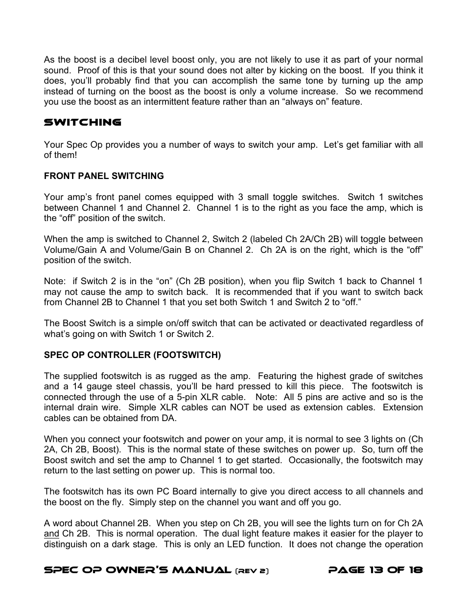 Diamond Amplification Spec Op User Manual | Page 16 / 22