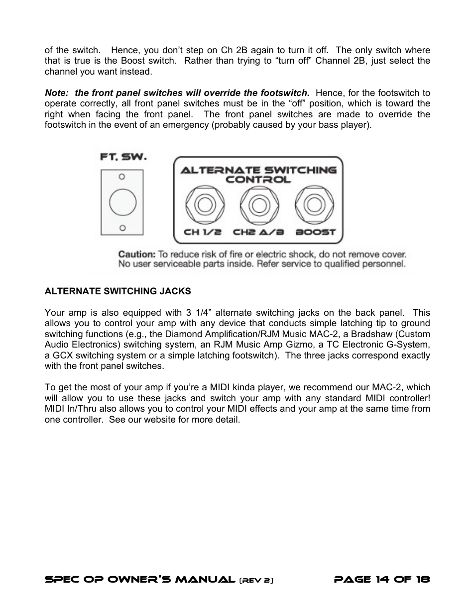 Diamond Amplification Spec Op User Manual | Page 17 / 22