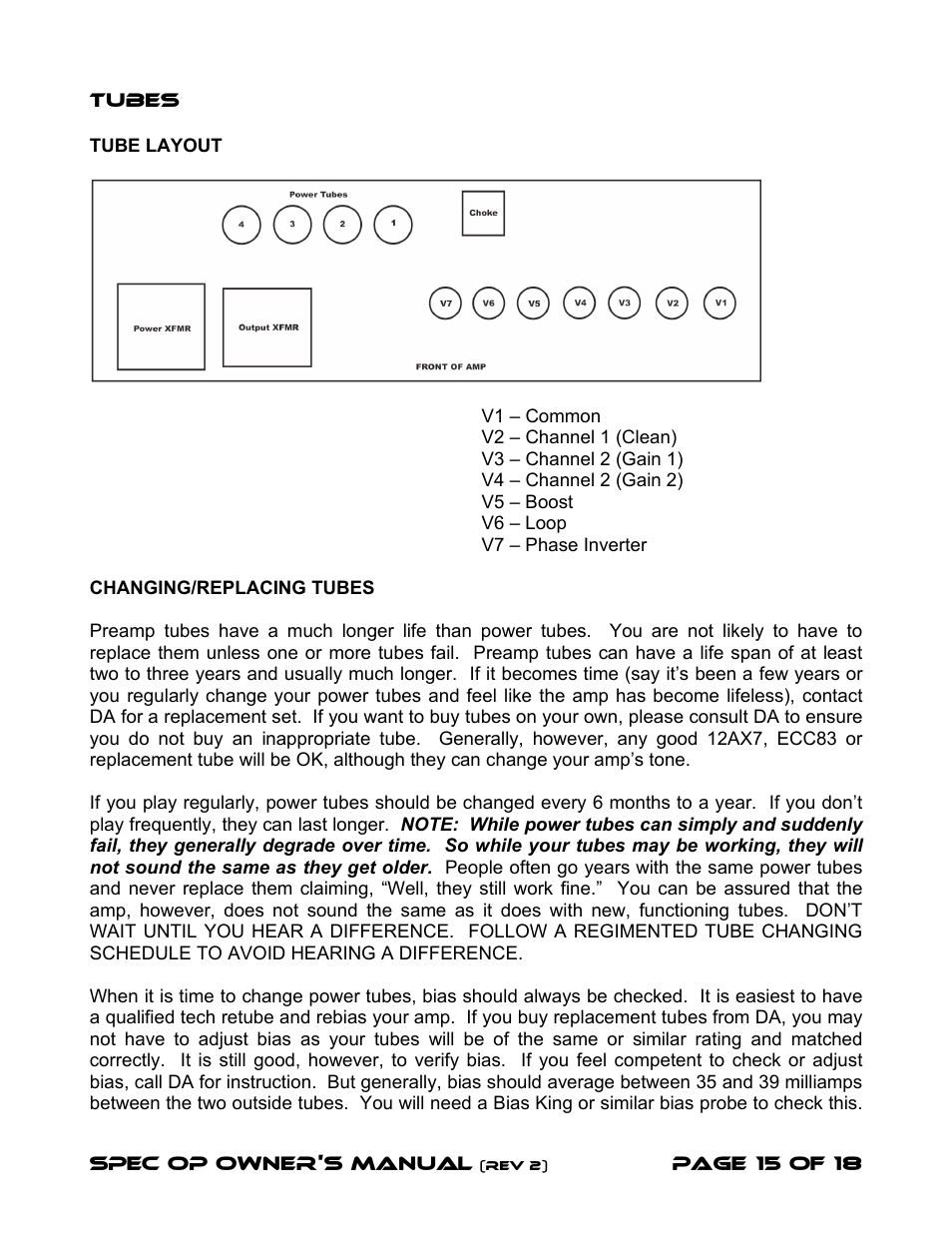Diamond Amplification Spec Op User Manual | Page 18 / 22