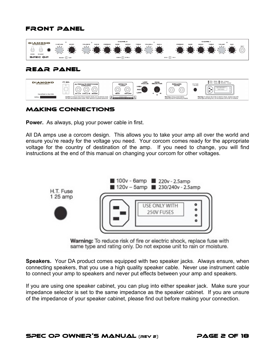 Diamond Amplification Spec Op User Manual | Page 5 / 22