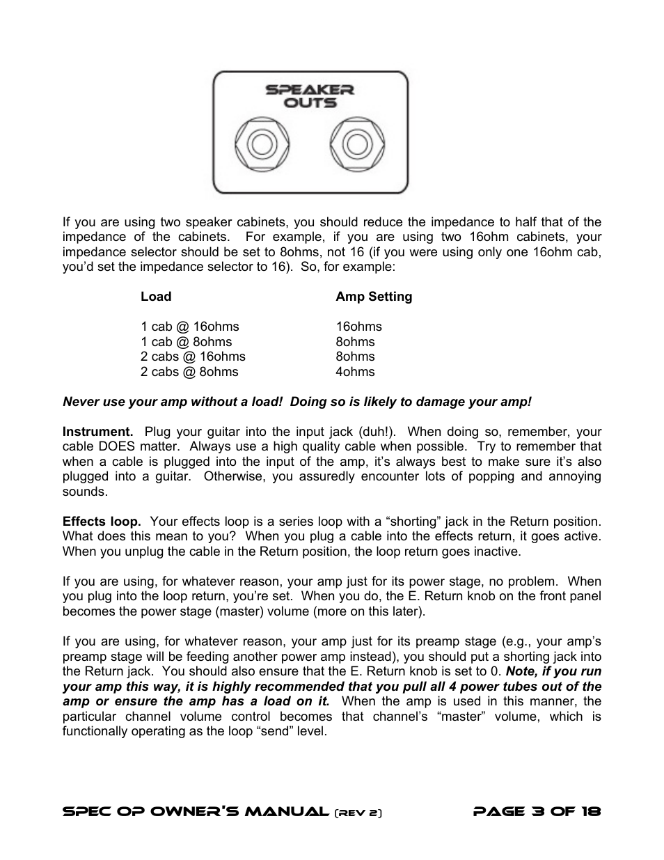 Diamond Amplification Spec Op User Manual | Page 6 / 22