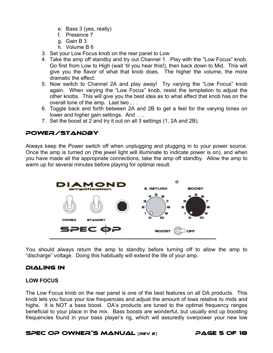 Diamond Amplification Spec Op User Manual | Page 8 / 22