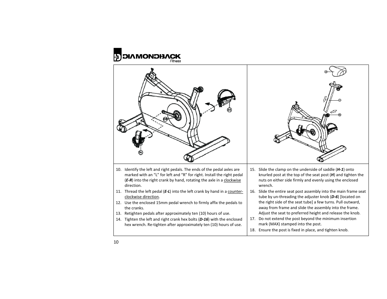 Diamondback Fitness 510Ub User Manual | Page 10 / 40